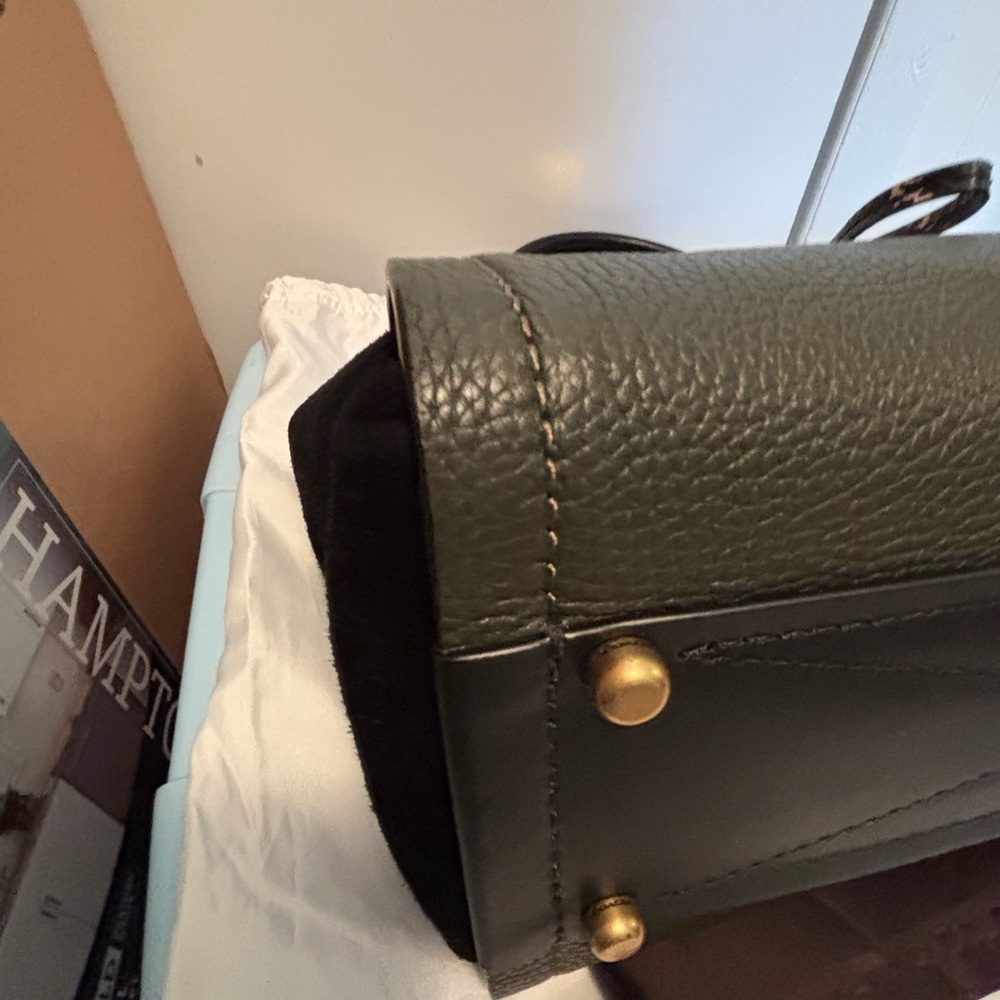 Rare Coach 1941 ArmyGreen & Black Troupe Satchel Carryall 35 w/ Snakeskin Accent - Picture 9 of 14